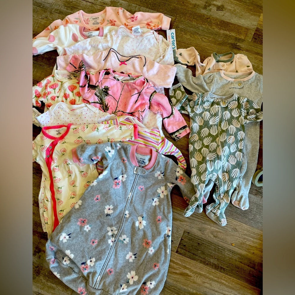 Like new 0-6 months baby girl newborn gowns. Sleeper sacks.